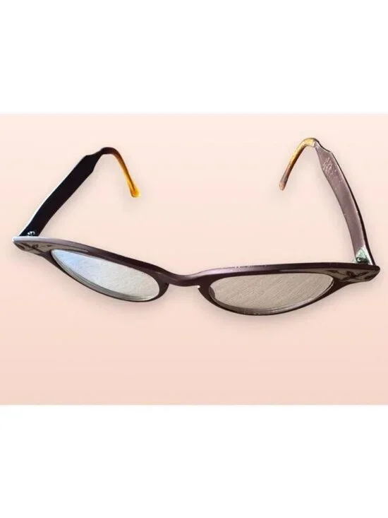 Vintage 1950s Art-Craft Aluminum Cat Eye Glasses – Frames with Floral Inlay - Picture 4 of 10